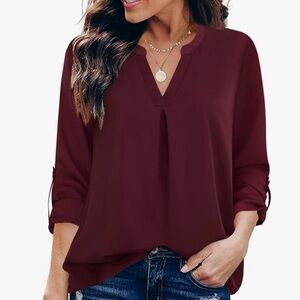 Gaharu (NWT) V-Neck Blouse with 3/4 Sleeve